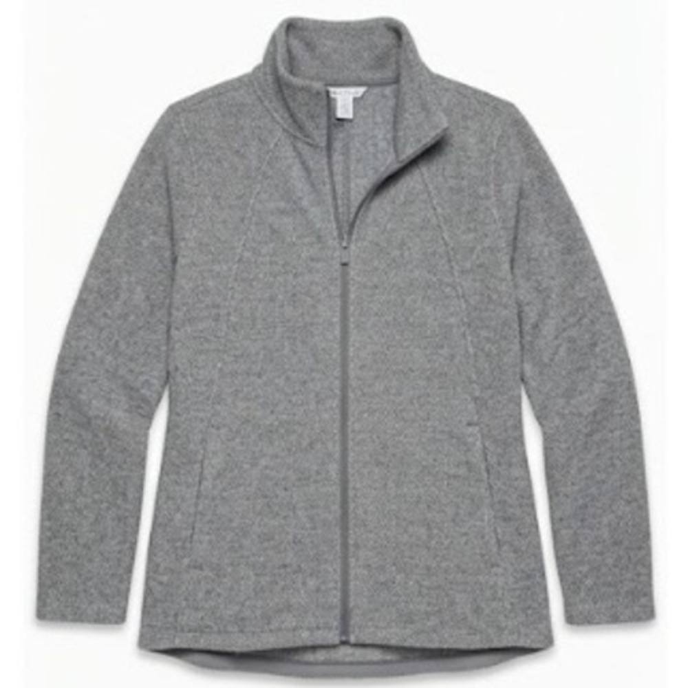Athleta Stroll‎ Fleece Full Zip Jacket Heathered Grey Mock Neck Womens 1X Plus